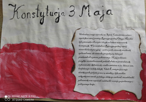 Plakat ucznia poświęcony Konstytucji 3 maja.